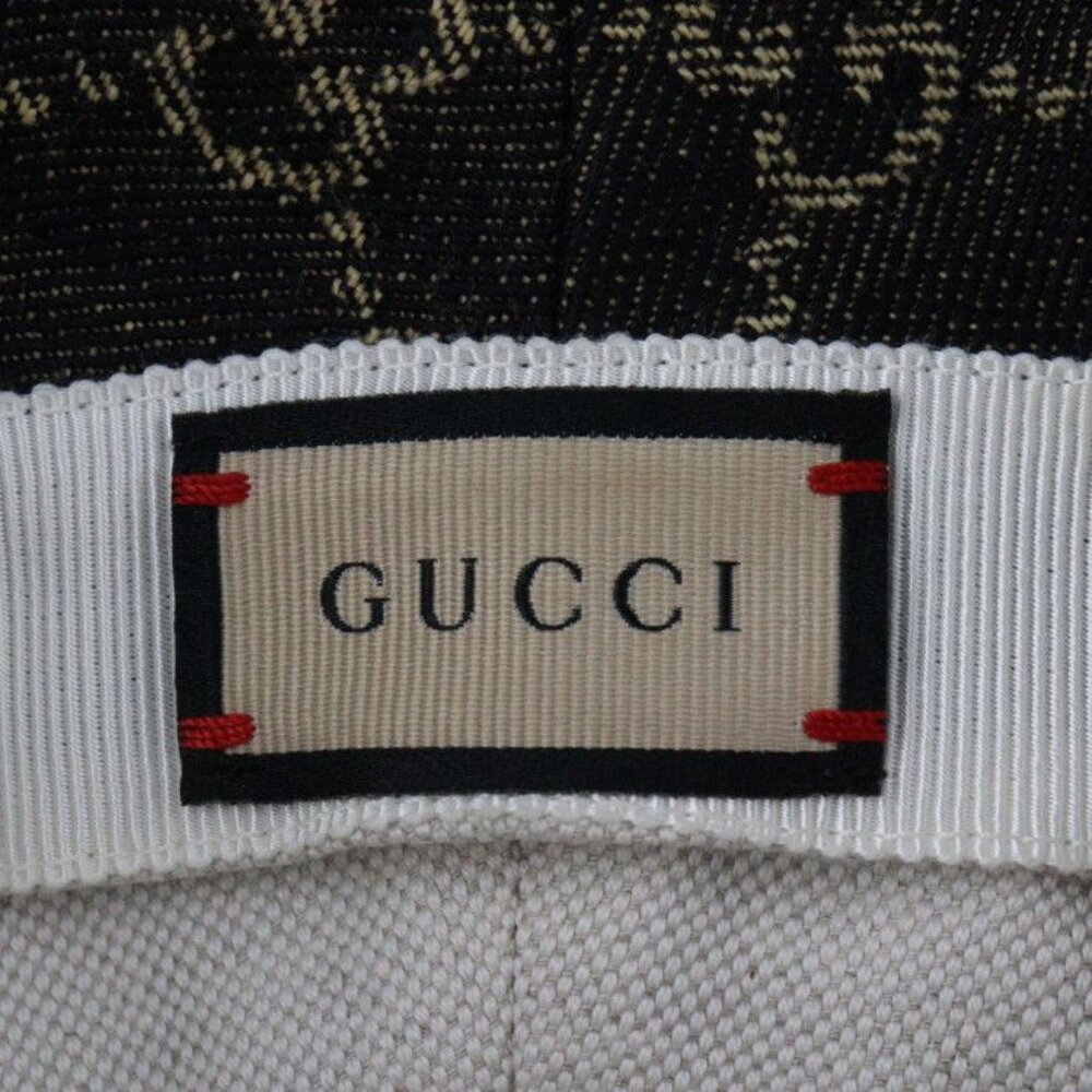 Gucci Bucket Hat GG Canvas Leather Black Beige Hat - Picture 9 of 10